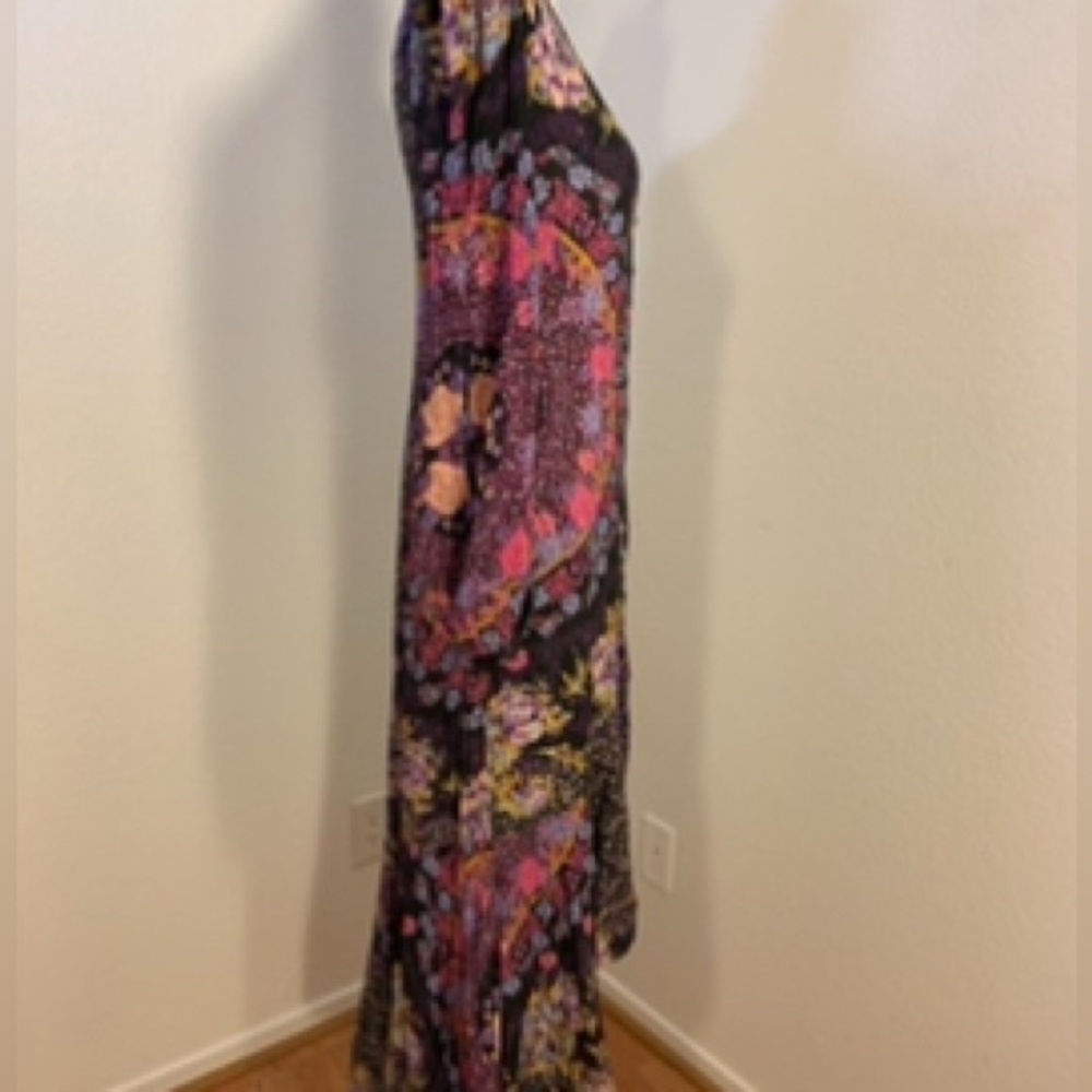 NWOT Free People Marais Printed Midi Dress Floral Hi Lo Black Purple Gold Pink - Picture 9 of 10